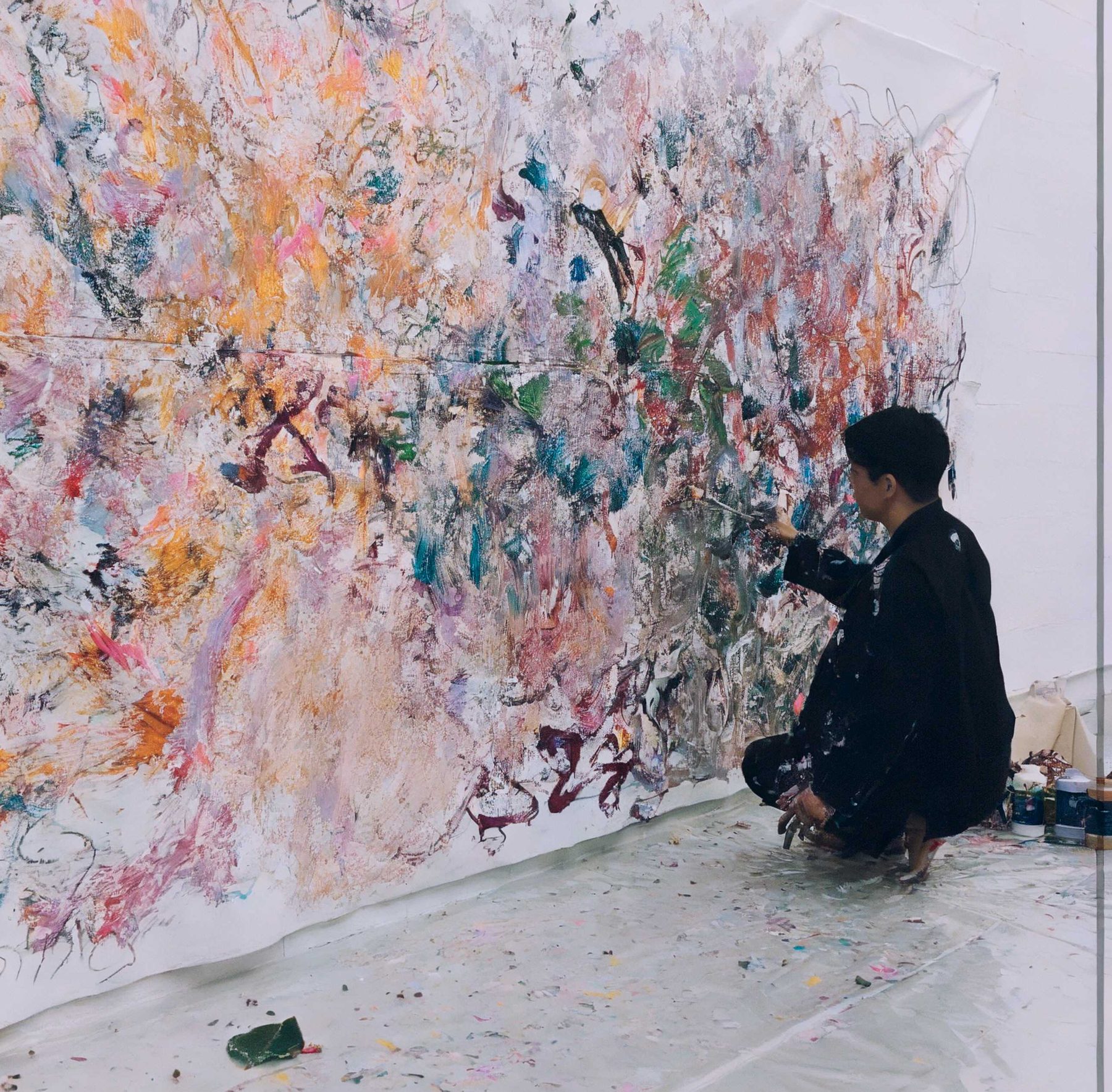 Two Hearts, match powder, 120 x 120 cm